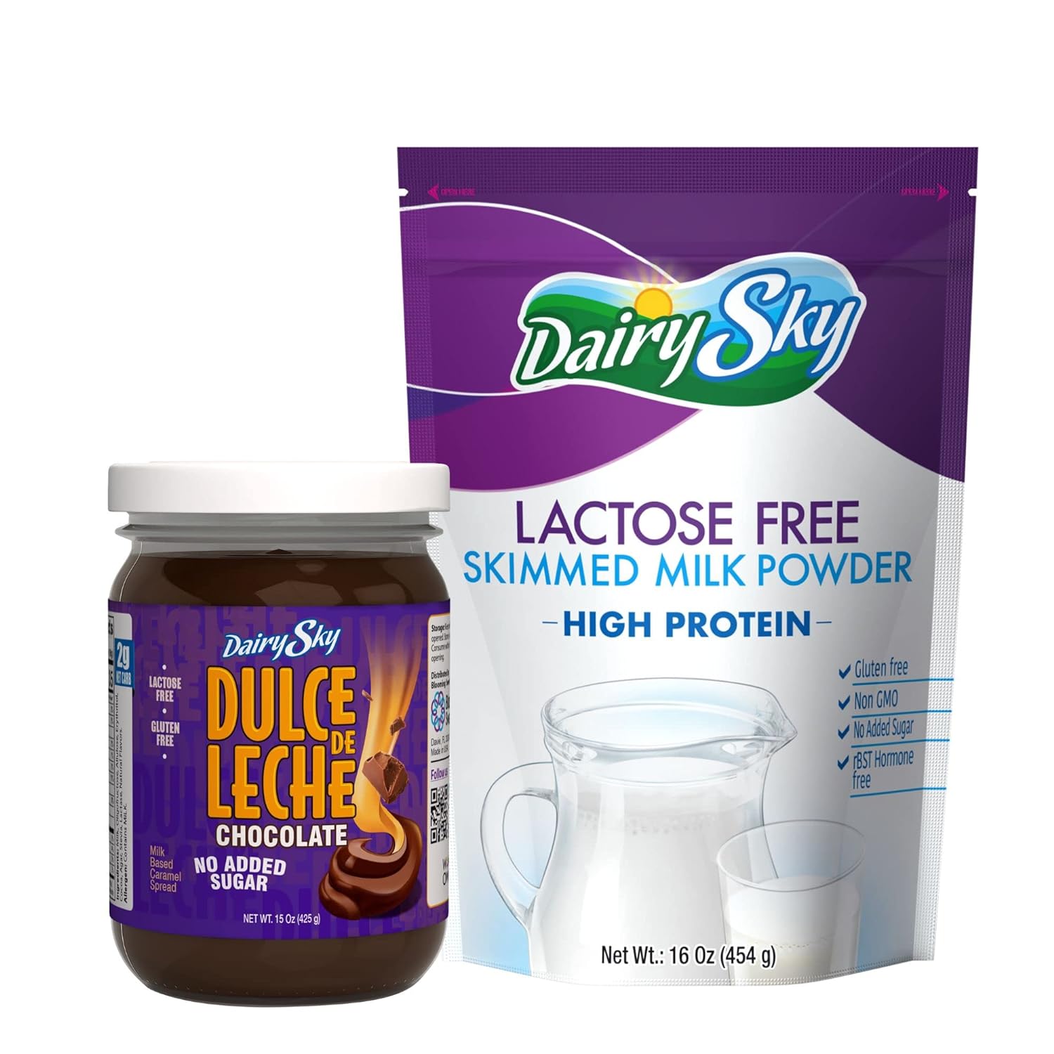 DairySky Dulce de Leche Sabor a Chocolate & Lactose Free Milk Powder 16oz - Image 1